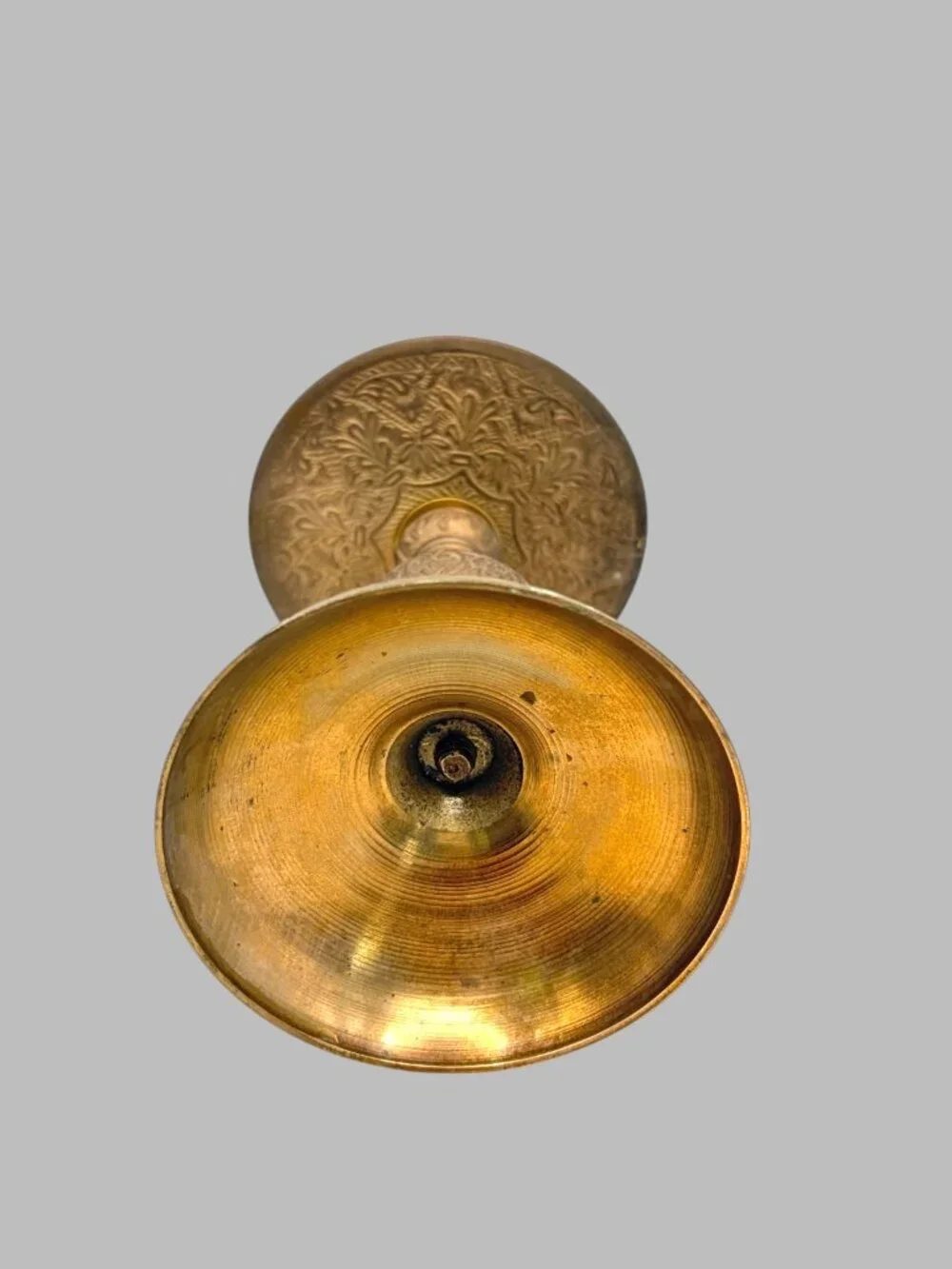 Vintage Ornate Brass Candle Holder Floral Engraved Pedestal Candlestick 5.5